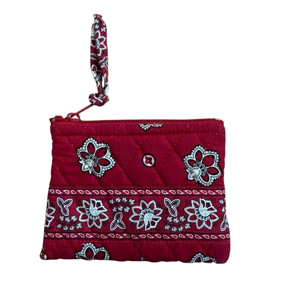 Vera Bradley Red White Floral Mini Small Wallet Coin Card fabric Zip - Picture 1 of 5